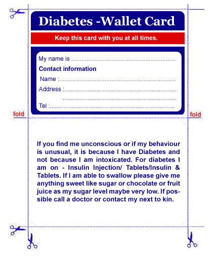 糖尿病钱包卡